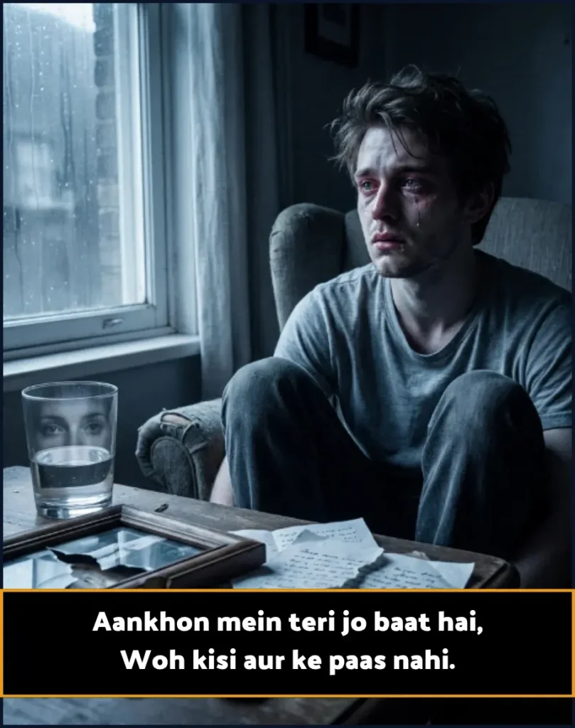 2 Line Shayari on Eyes Love English