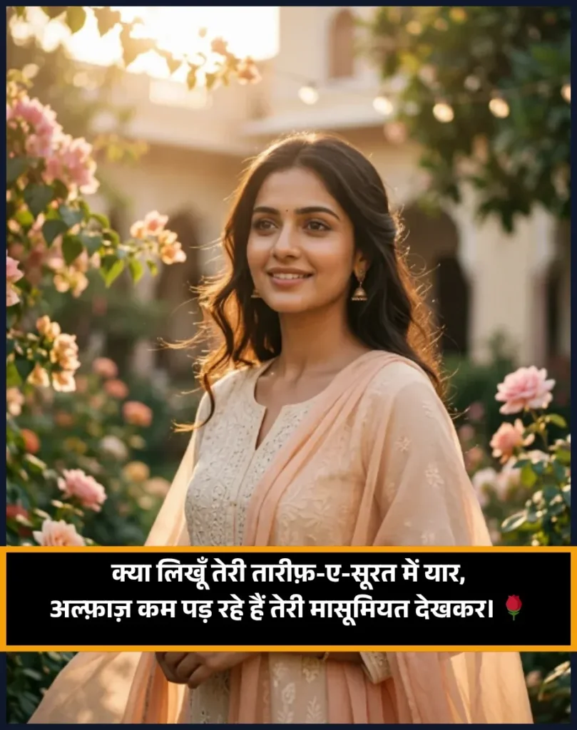Tareef Shayari for Beautiful Girl 2 Line